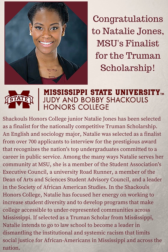 Natalie Jones named a Truman Finalist