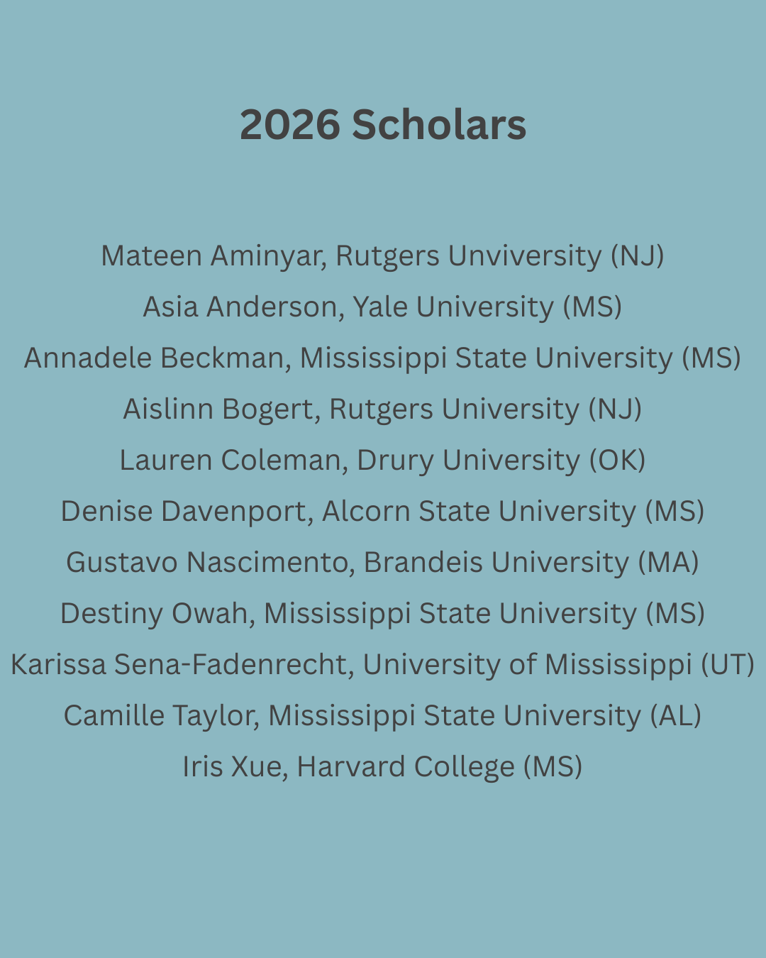List of 2026 scholars